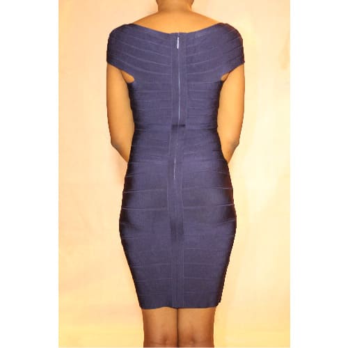 Blue Short Sleeve Bandage Dress