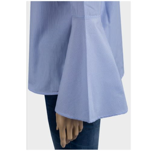 Ladies Pin Stripe Bell Sleeve - Blue