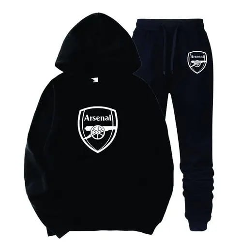 Hoodie And Joggers With Arsenal Prints - Black