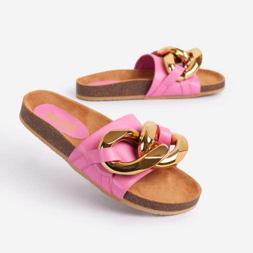 Chunky Chain Detail Slides - Pink
