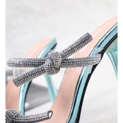 Glass Heels Stone Studded Slippers