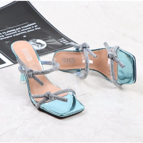 Glass Heels Stone Studded Slippers