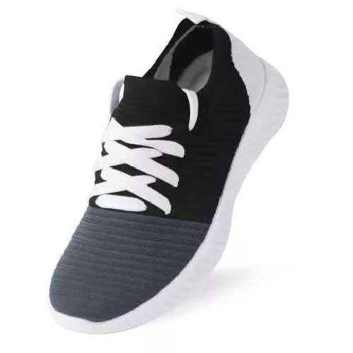 Men Knitted Sporting Sneakers - Black - Ash And White.