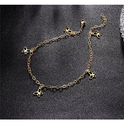 Hollow Butterfly Pendant Anklet - Gold