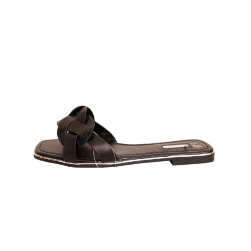 Ladies Woven Sliders Slippers - Black