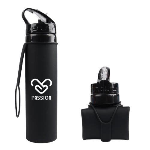 Passion Foldable Silicone Grade Water Bottle - Black
