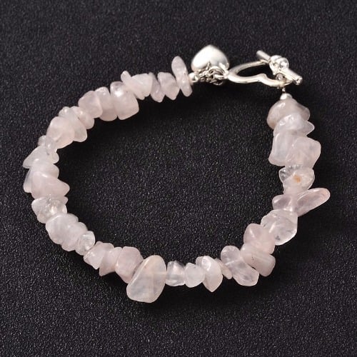 Trendy Natural Rose Quartz Beaded Bracelet
