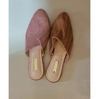 Flat Plaited Mules -  Brown