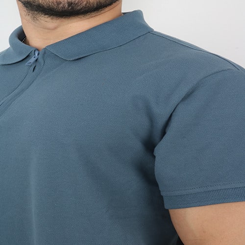 Powder Blue Men Short Sleeve Polo Shirt