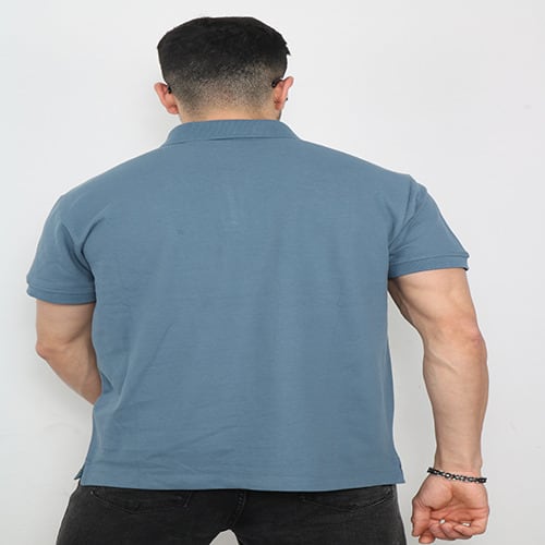 Powder Blue Men Short Sleeve Polo Shirt