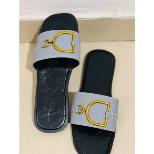 Grey Ladies Flat Slippers