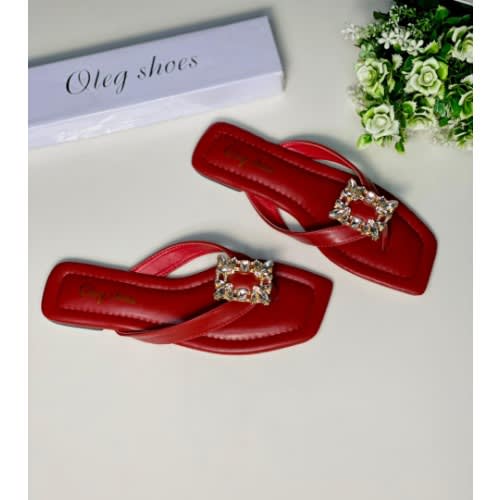 Oleg Flat Slippers - Red