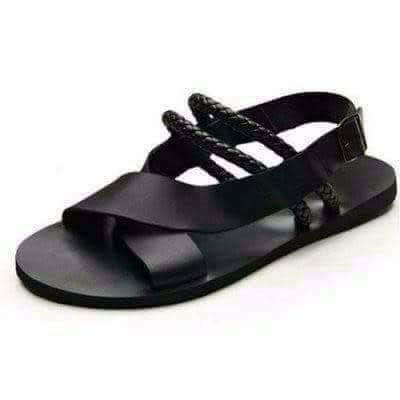 Rope Leather Sandal For Men - Black