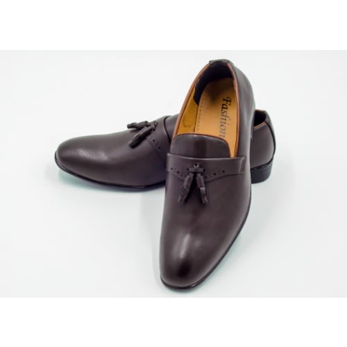 Men Leather Slip On Loafer Shoe - Brown
