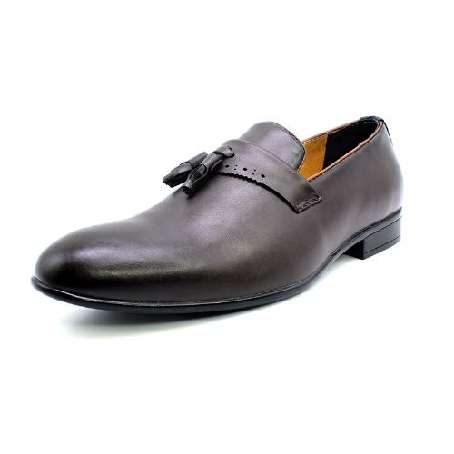 Men Leather Slip On Loafer Shoe - Brown