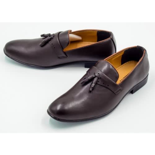 Men Leather Slip On Loafer Shoe - Brown