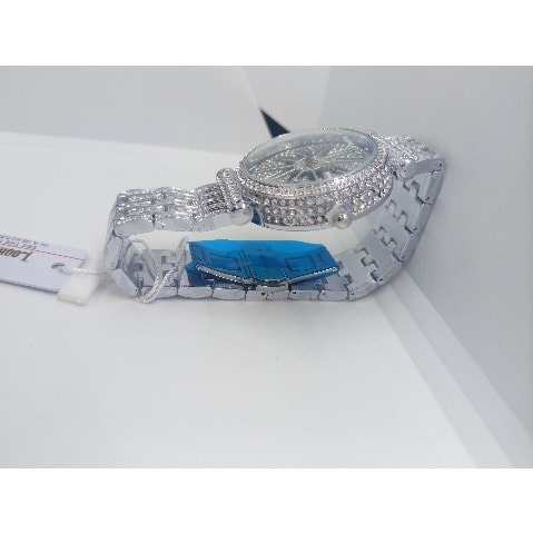 Forecast Rotatable Ice Out Rhinestone Round Unisex Watch- Silver