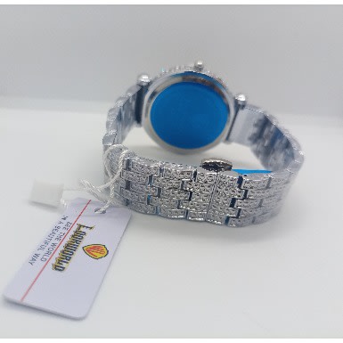 Forecast Rotatable Ice Out Rhinestone Round Unisex Watch- Silver