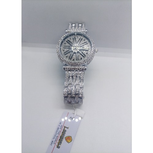 Forecast Rotatable Ice Out Rhinestone Round Unisex Watch- Silver