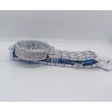 Forecast Rotatable Ice Out Rhinestone Round Unisex Watch- Silver
