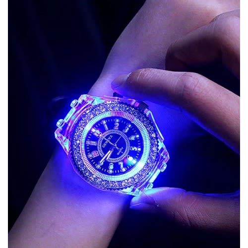 Luminous Led Light Rhinestone Unisex Watch- Red