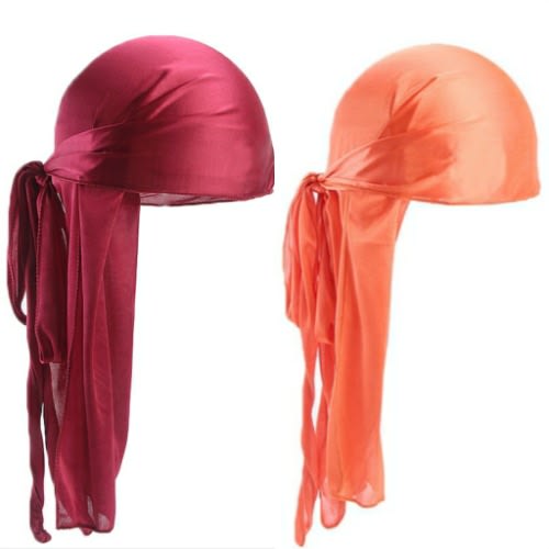 2 In 1 Silky Durags(Wine & Orange)