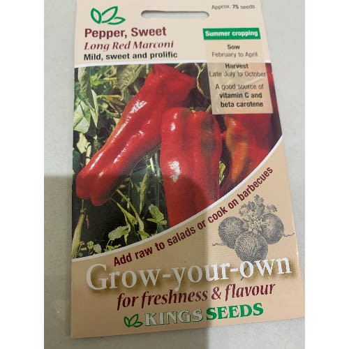 Long Red Marconi Peper Seeds(sweet)-75 Seeds