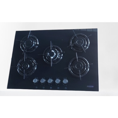 Black Glass 75cm Built-in 5 Burner Gas Cooker
