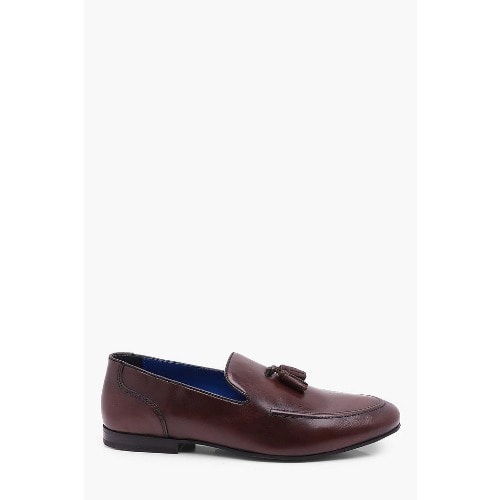 Leather Tassel Loafers - Brown
