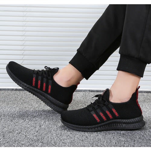 Unisex Sports Sneakers - Black And Red