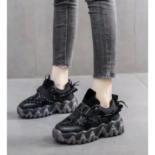 Men Rugged Double Sole  Sneakers- Black