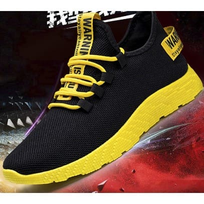 Unisex Sports Sneakers - Black Yellow