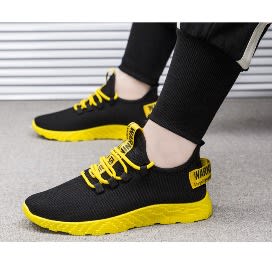 Unisex Sports Sneakers - Black Yellow