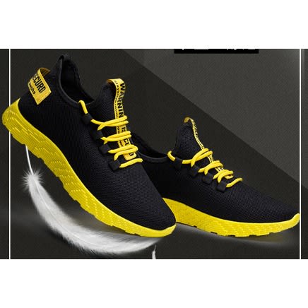 Unisex Sports Sneakers - Black Yellow