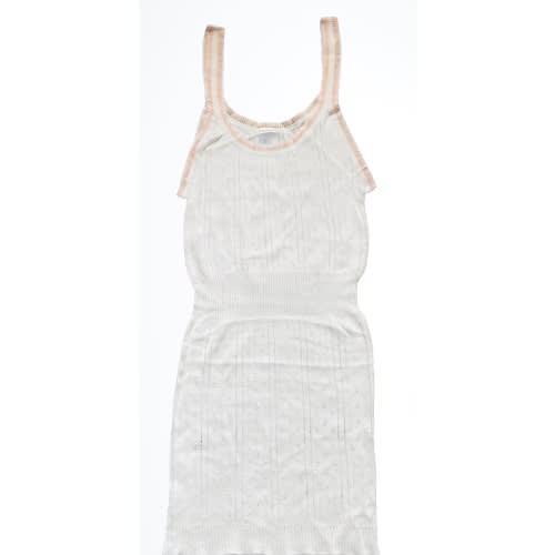 2 Pack Girls White Singlet- Pink Trims
