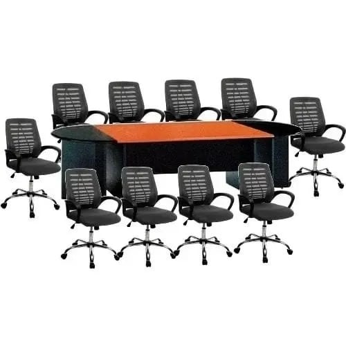 Conference Table With 10 Mesh Office Chairs