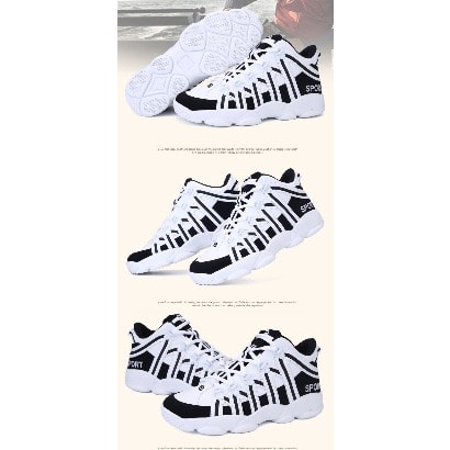 Unisex Sports Sneakers - Black & White