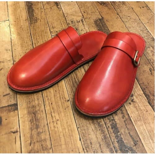 Male Leather Mule - Red