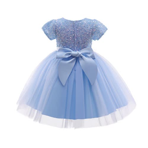 Girl's Shimmer Up Full Ball Gown - Sky blue