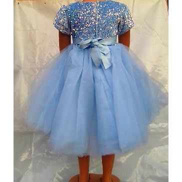 Girl's Shimmer Up Full Ball Gown - Sky blue