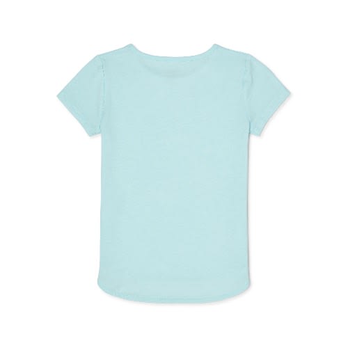 Girls Solid Short Sleeve Plain T-shirt - Aqua