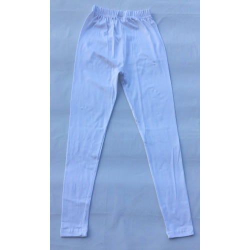 Girl's Plain Leggings- White - 2 Pack