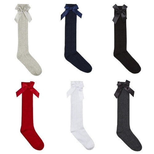 Cottonique Bow Cable Knee High Socks For Girls – Pack Of 6 - Age 7 - 10