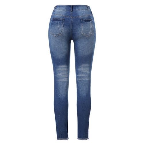 Women's Fashion Mid-rise Trousers Stretch Jeans