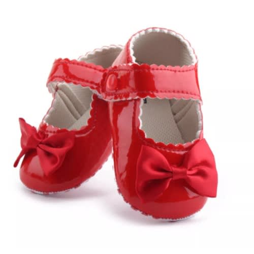 Newborn Baby Girls Bowknot Shoes - Red