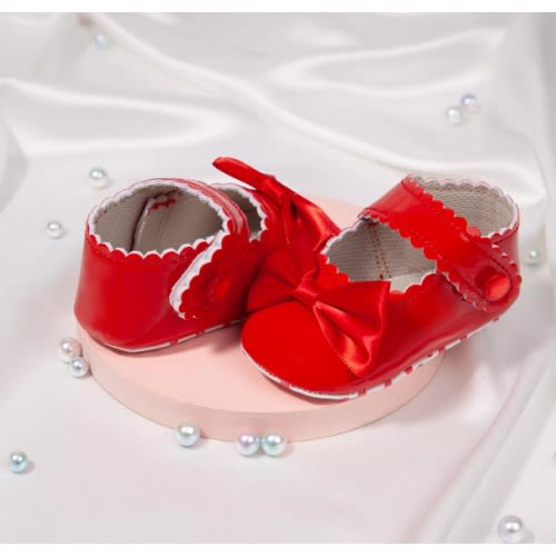 Newborn Baby Girls Bowknot Shoes - Red