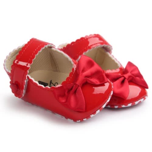 Newborn Baby Girls Bowknot Shoes - Red