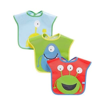3 Pack Wipe Clean monster Weaning Bibs