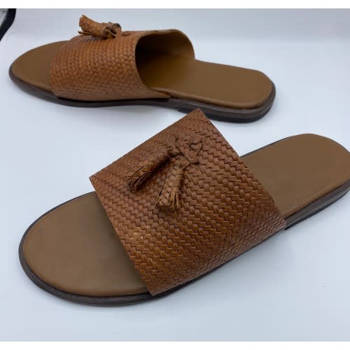 Stylish Men’s Simple Leather Brown Slippers
