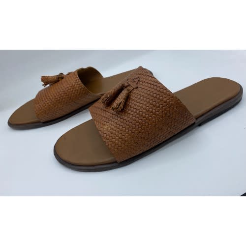 Stylish Men’s Simple Leather Brown Slippers